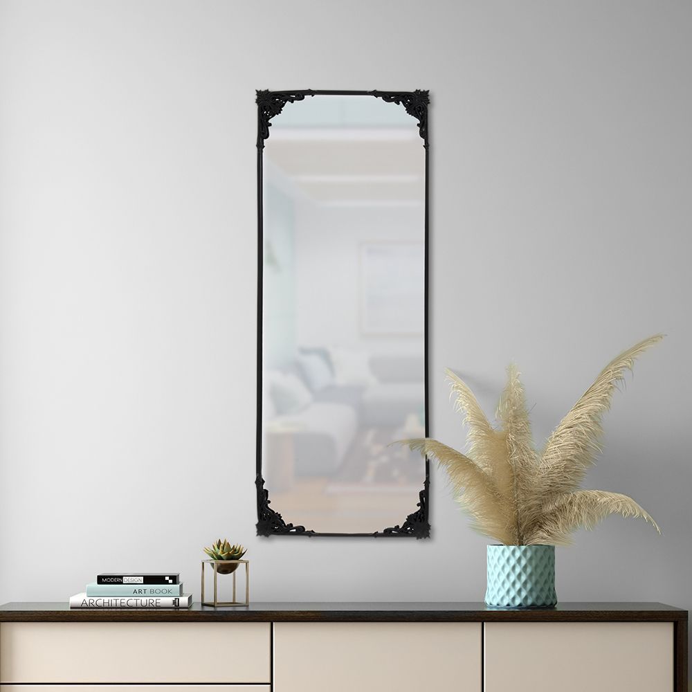 Wall Mirror | Rectangular | 14x36 Inch | Black Metal Frame | Elegant & Sleek Design | Namir