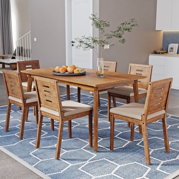 Wakefit Zufa 6-seater solid wood dining set