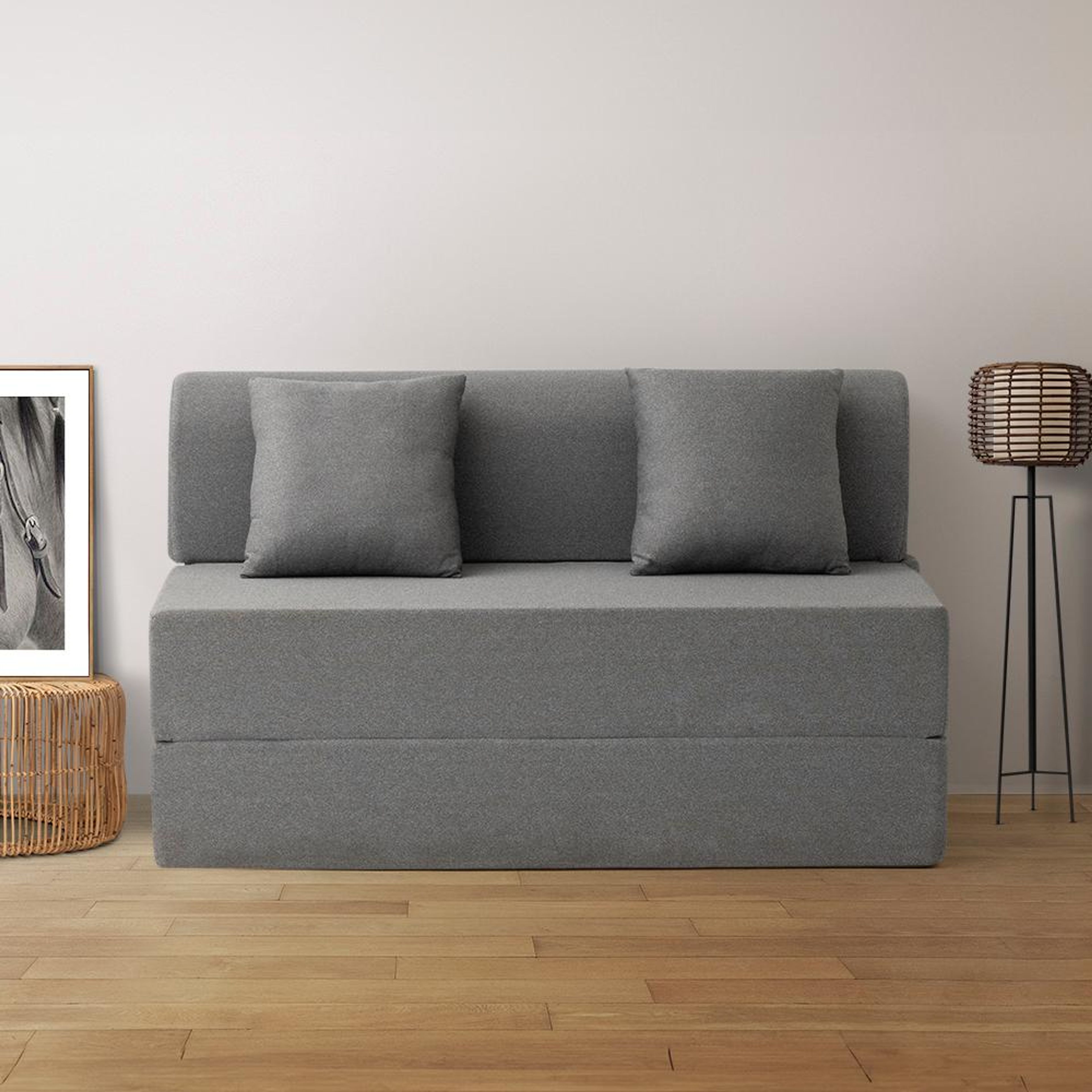 Wakefit Flipper Sofa Cum Bed Two Seater (6'x4') Feet- WarpKnit Grey