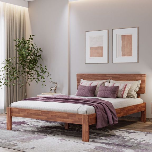 Wakefit Ara Queen Teak Bed Without Storage