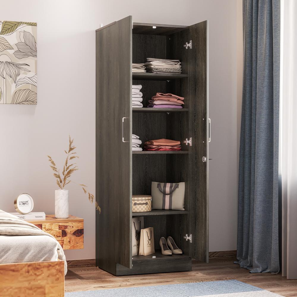 Twill 2 Door Wardrobe in matte finish | Without Drawer & Mirror | No Hanging Area | (Napa Oak)
