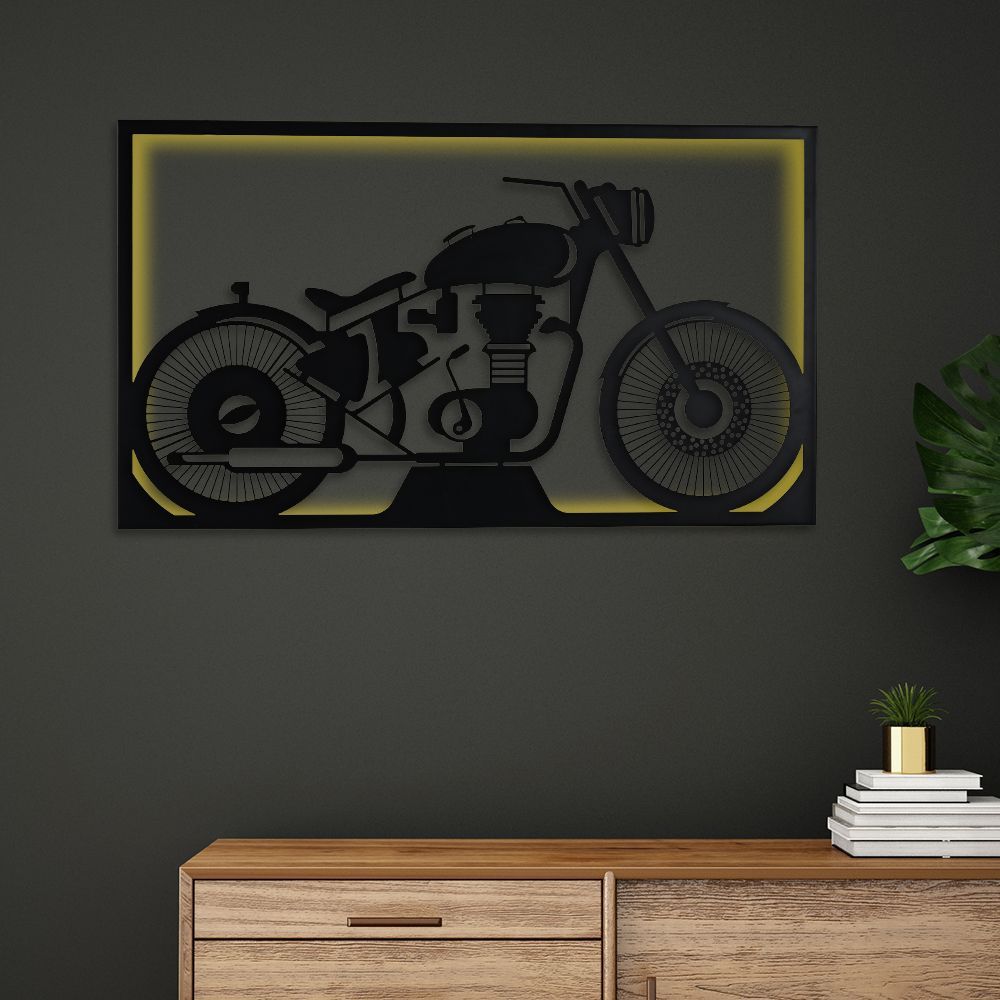 Metal Decorative Lifestyle Wall Art Big with LED light for Living Room Study Bedroom Office | Black | 37 inch | Daredev Wall Art