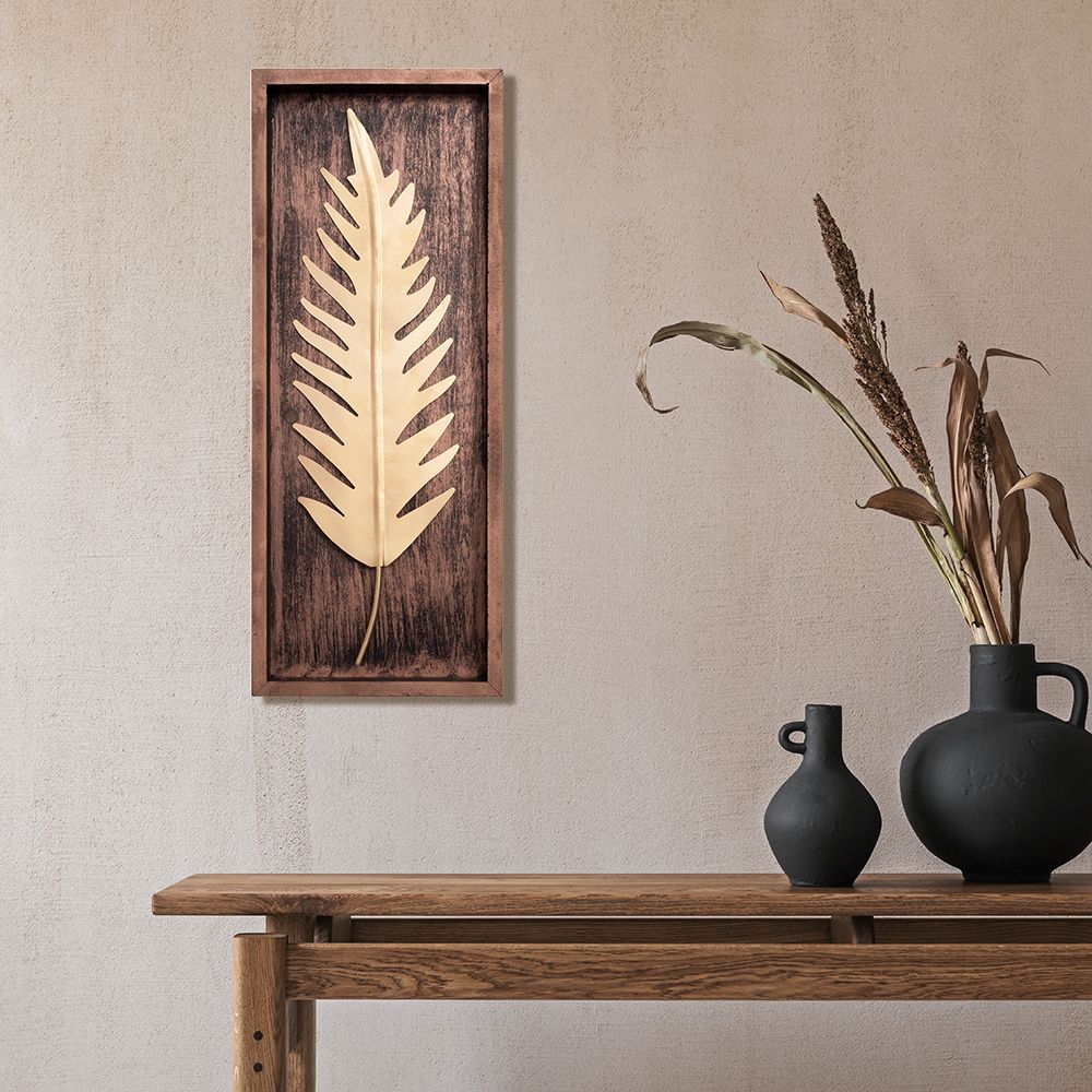 Metal Decorative Nature Tree Wall Art Medium for Living Room Study Bedroom Office | Brown & Gold | 20 inch | Minimalist Leaf Wall Art