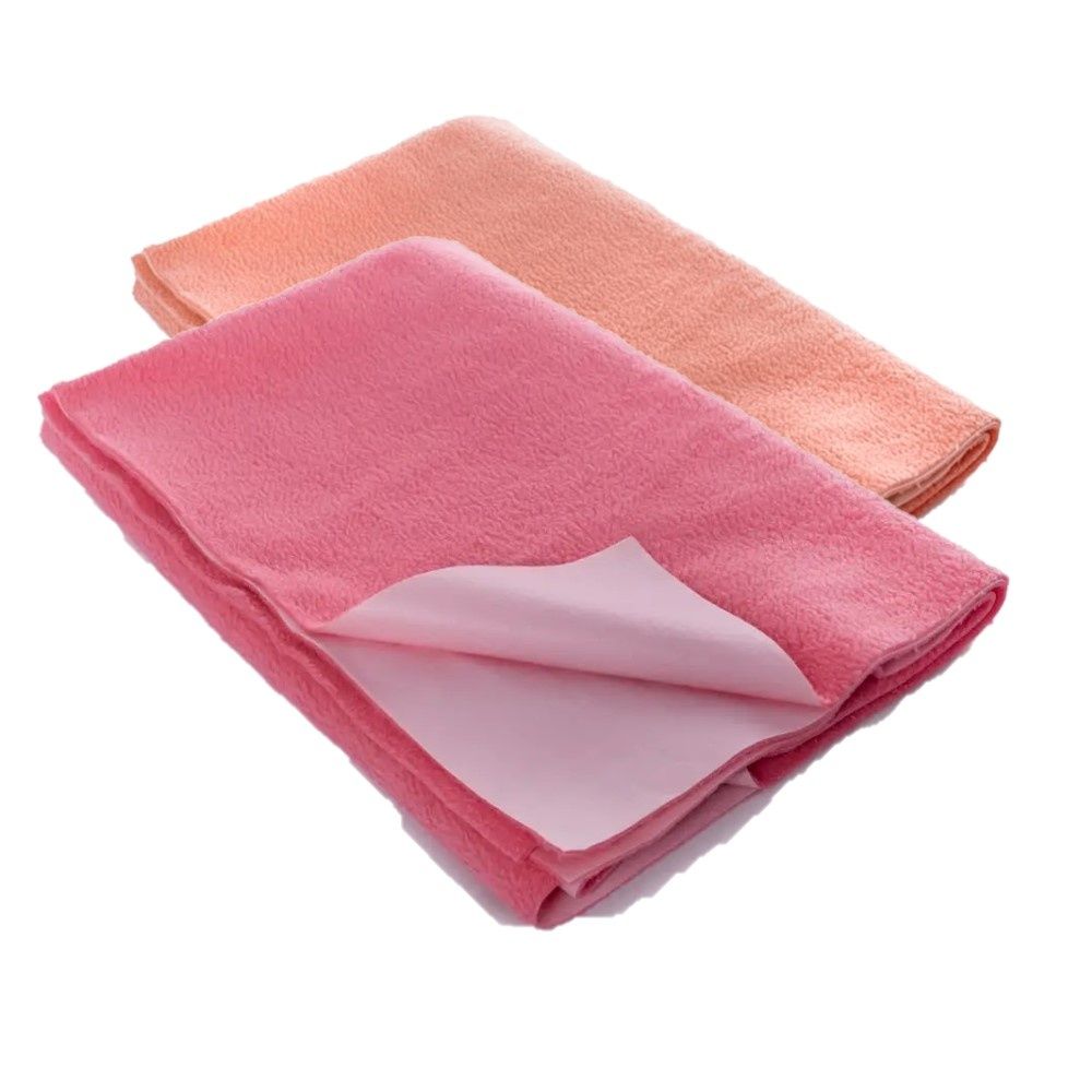 Wakefit Daffy Waterproof Dry Sheets - Medium (1.00m x70cm) (Orange and SalmonRose ) (Set of 2)
