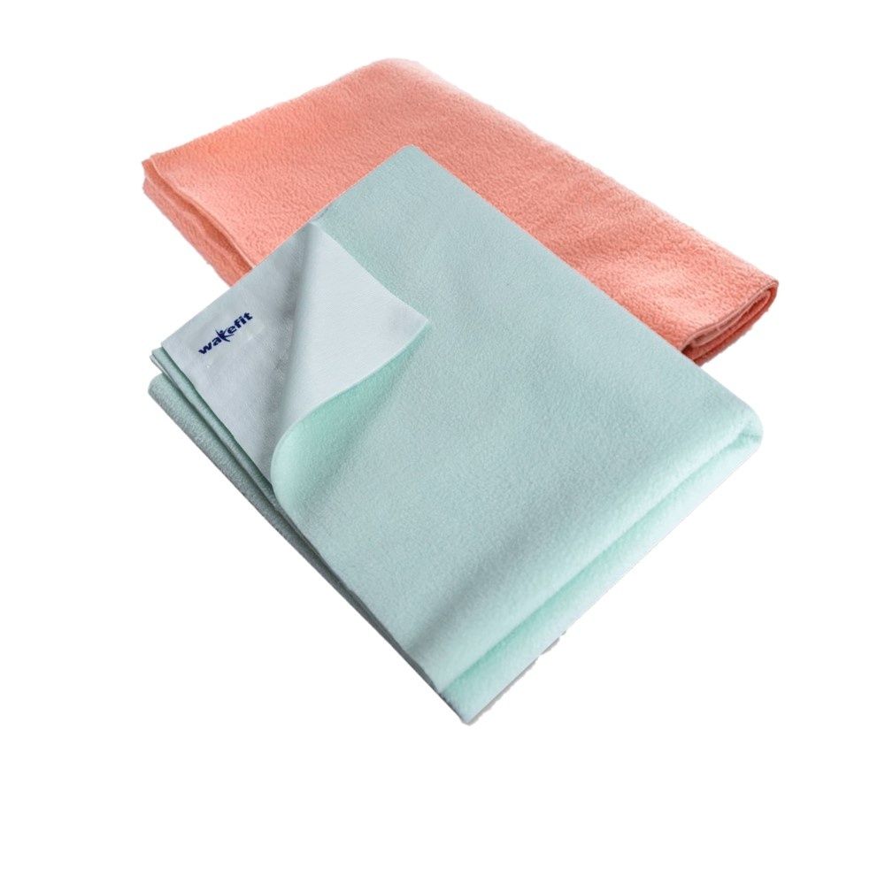 Wakefit Daffy Waterproof Dry Sheets - Large (1.40m x 1.00m) (Orange and SeaGreen ) (Set of 2)