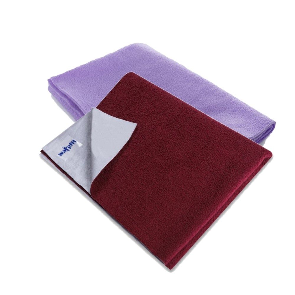 Wakefit Daffy Waterproof Dry Sheets - Extra Large (2.00m x 1.40m) (Violet and Maroon ) (Set of 2)