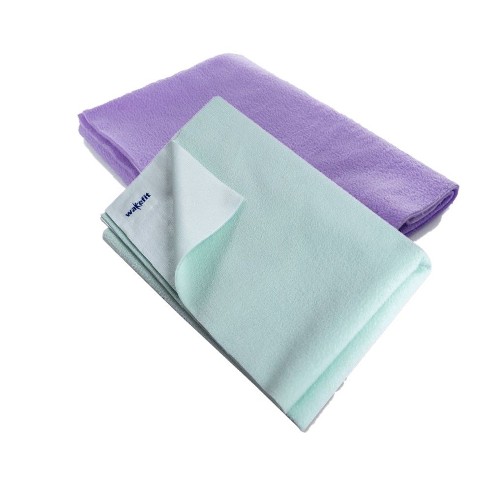 Wakefit Daffy Waterproof Dry Sheets - Medium (1.00m x70cm) (Violet and SeaGreen ) (Set of 2)