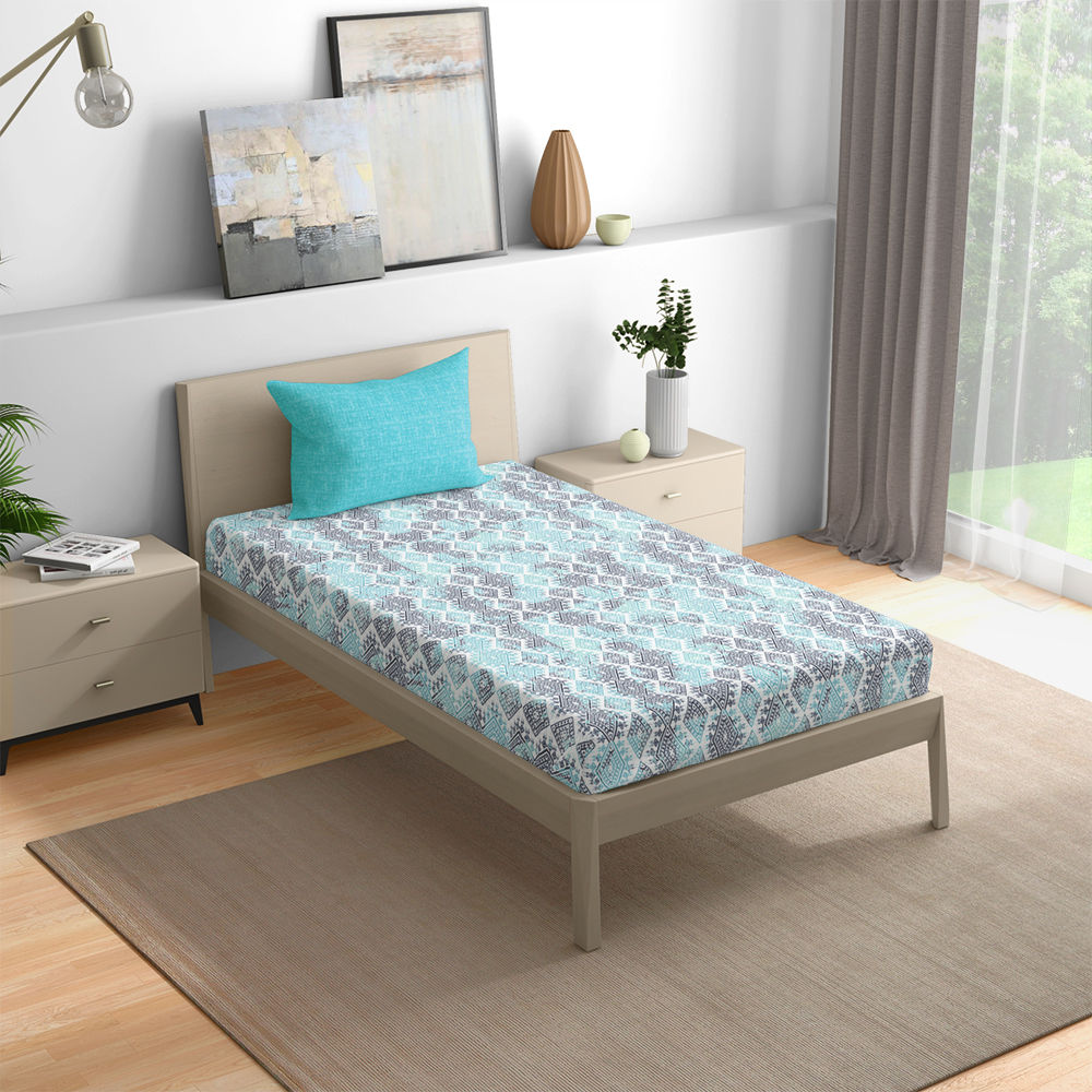 100% Cotton 200 TC Fitted Bedsheet With 1 Pillow Cover | Seher