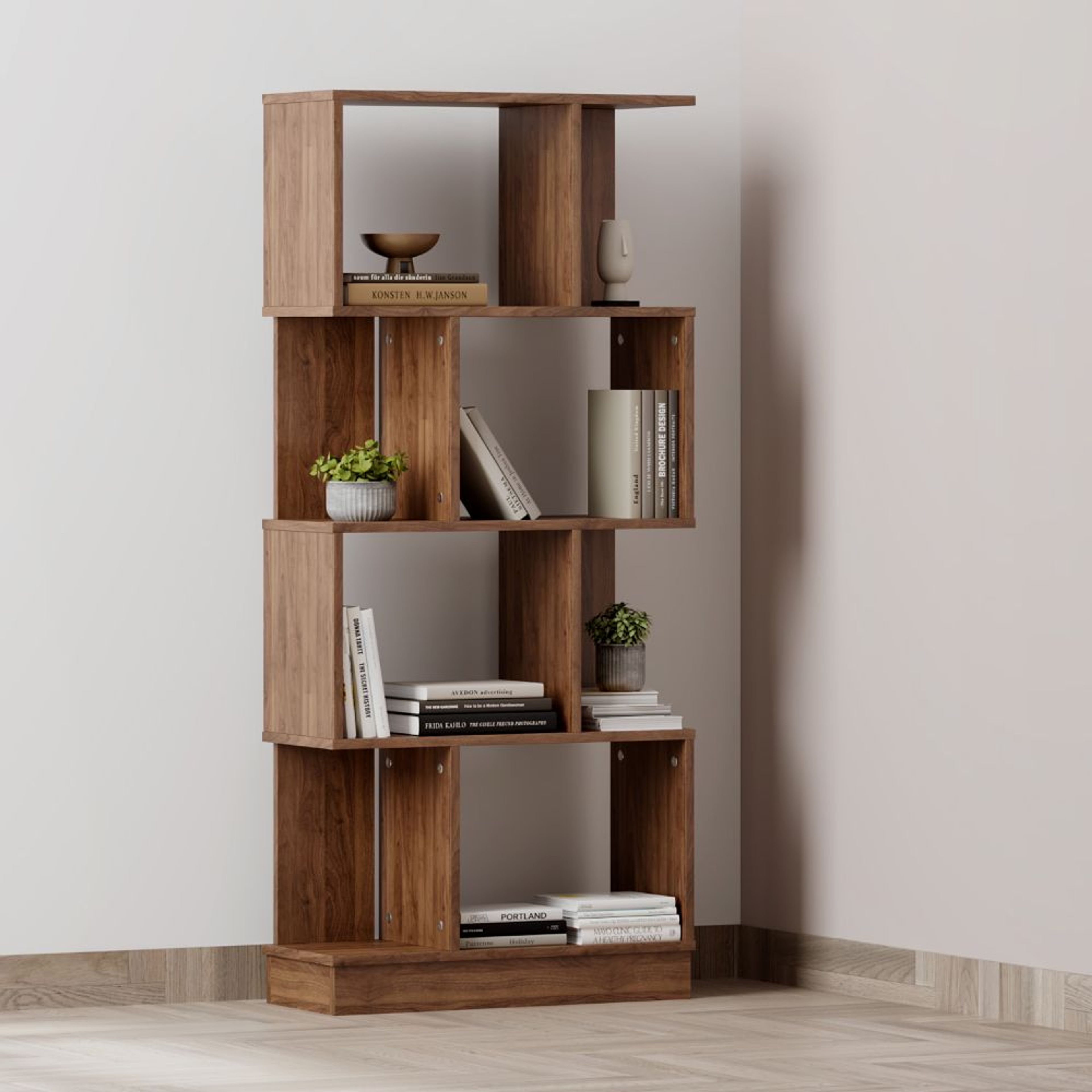 4 Shelves wooden bookshelf