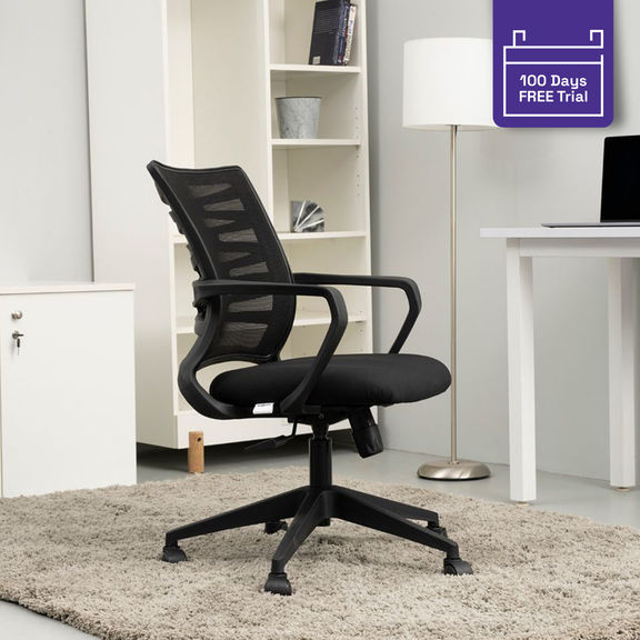  Selfie Medium Back Ergonomic Office Chair | Nylon Base | DIY Assembly
