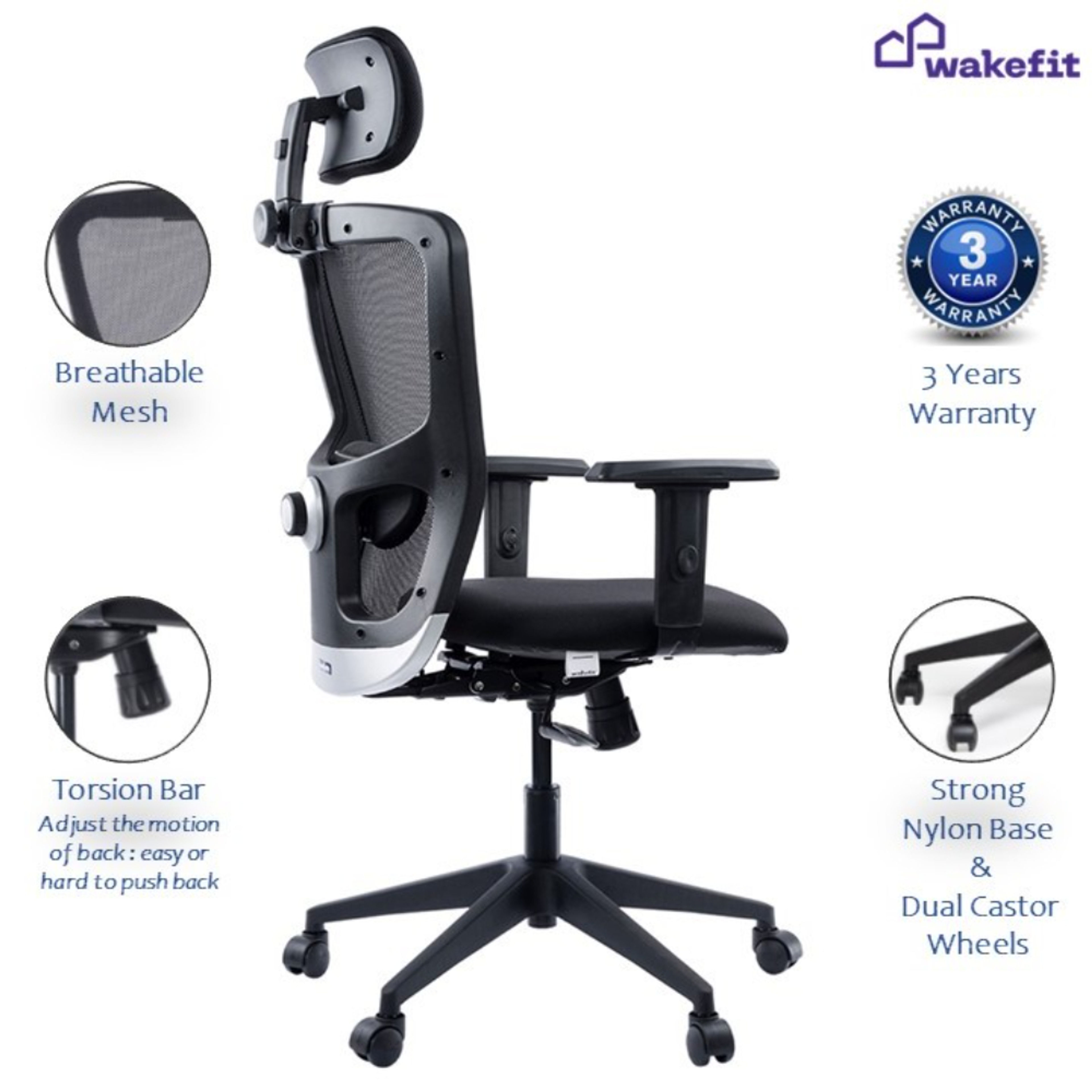 Ergonomic Office Office Chair With Wheel Lock Adjustable Headrest
