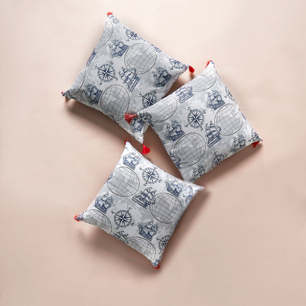 Wakefit Cushion Cover Nautical Set of 3, 16x16 Inch