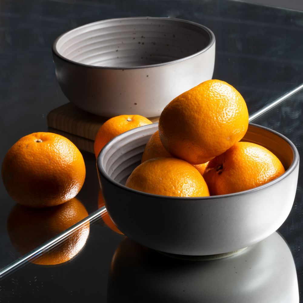 Serving Bowls | Set of 2 | 1.5 ltr | Stoneware Ceramic | Toxin Free | BPA and Lead Free | Microwave & Dishwasher Safe bowls for Snacks, Fruits, Salad, Pasta, Noodle, Maggi | Grey cement | Feat
