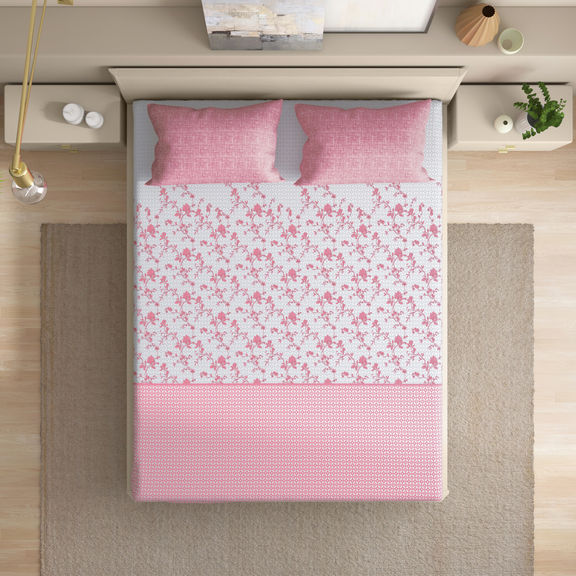 100% Cotton 200 TC Fitted Bedsheet With 2 Pillow Cover | Florenza