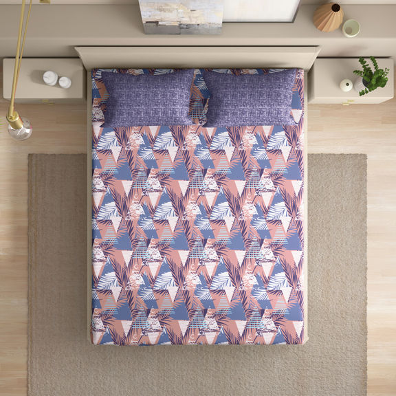 100% Cotton 200 TC Fitted Bedsheet With 2 Pillow Cover | Mambo