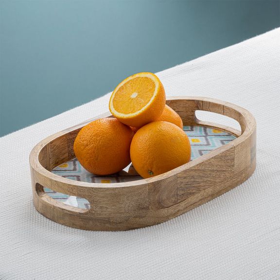 Pylsa Oval Serving Tray - Blue Barfi