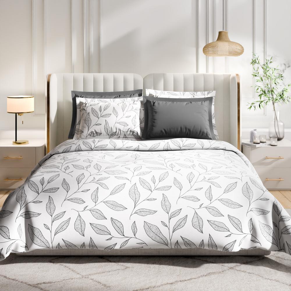 Premium 100% Cotton 300 TC Fitted Bedsheet With 4 Pillow Covers | Kathy Queen, 78" x 60", Kathy