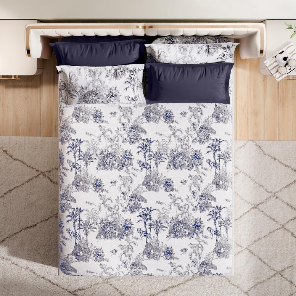 Premium 100% Cotton 300 TC Fitted Bedsheet With 4 Pillow Covers | Misu King, 78" x 72", Misu