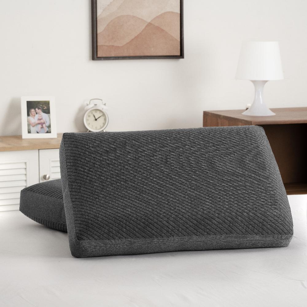 Orthopedic Memory Foam Sleeping Pillow | Large & Thick (25x15x5) Inch | Set of 4 | Enhanced Neck Support & Pain Relief | Machine Washable Cover | Dark Grey