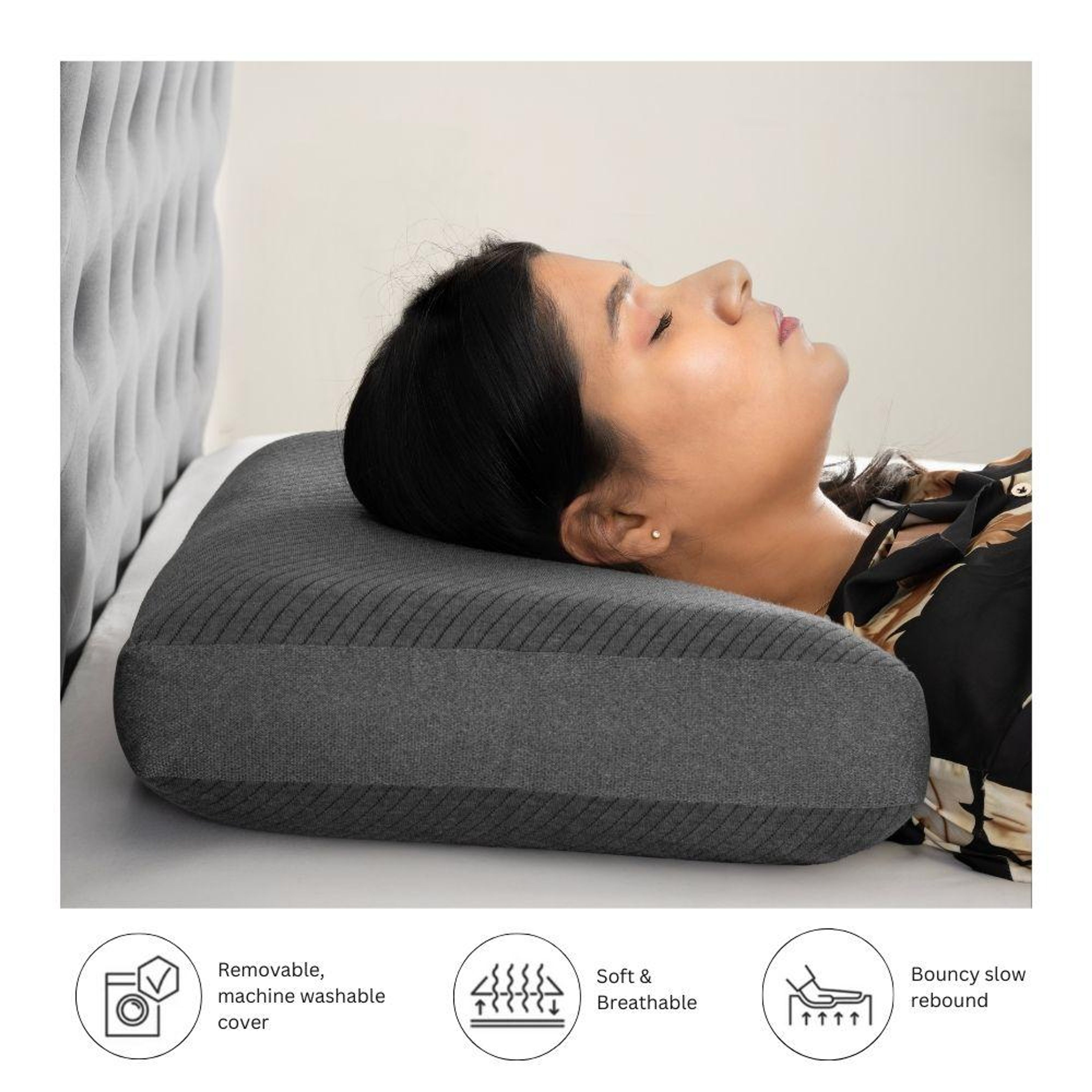 Orthopedic Memory Foam Sleeping Pillow Medium Thick (23x15x5) Inch  Set of Enhanced Neck Support Pain Relief Machine Washable Cover 