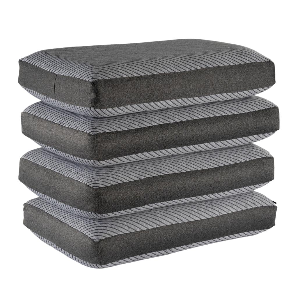 Orthopedic Memory Foam Sleeping Pillow | Large & Regular (25x15x4) Inch | Set of 4 | Enhanced Neck Support & Pain Relief | Machine Washable Cover | Light Grey