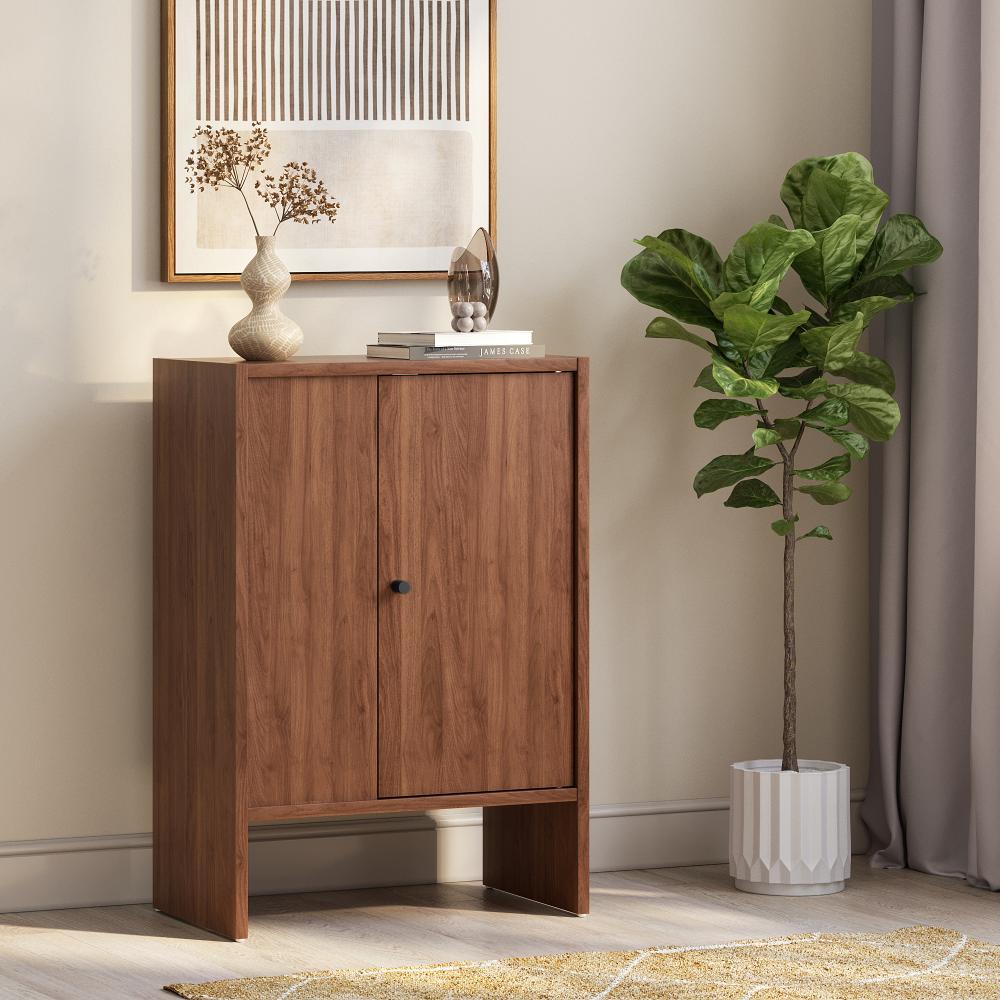 Wakefit Almeida Engineered Wood Cabinet in columbia walnut with 2 closed compartments