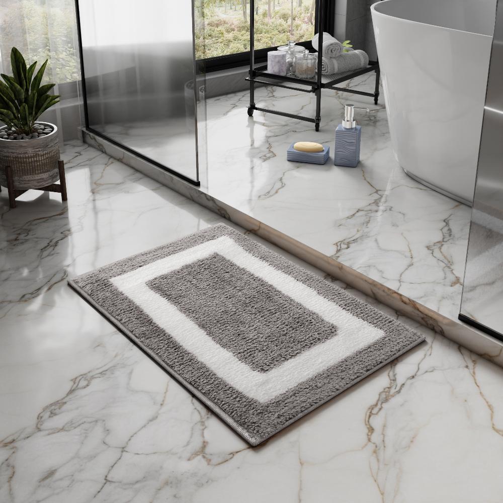 Bath Mat | Set of 1 | 40x60cm | Anti Skid & Highly Absorbent Bathroom Mat | Machine Washable | Alpaka-Grey