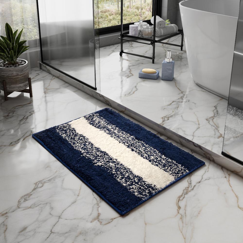 Bath Mat | Set of 1 | 40x60cm | Anti Skid & Highly Absorbent Bathroom Mat | Machine Washable | Ombre-Blue