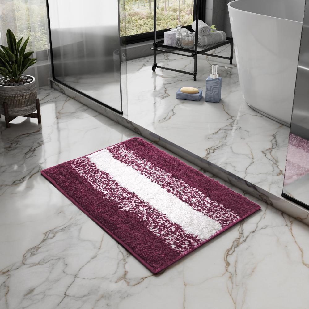 Bath Mat | Set of 1 | 40x60cm | Anti Skid & Highly Absorbent Bathroom Mat | Machine Washable | Ombre-Plum