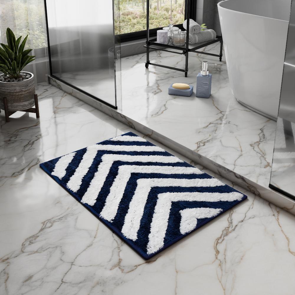 Bath Mat | Set of 1 | 40x60cm | Anti Skid & Highly Absorbent Bathroom Mat | Machine Washable | Serene-Blue