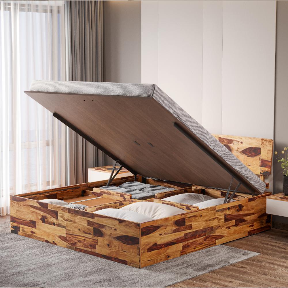 Sheesham bed with hydraulic storage discount