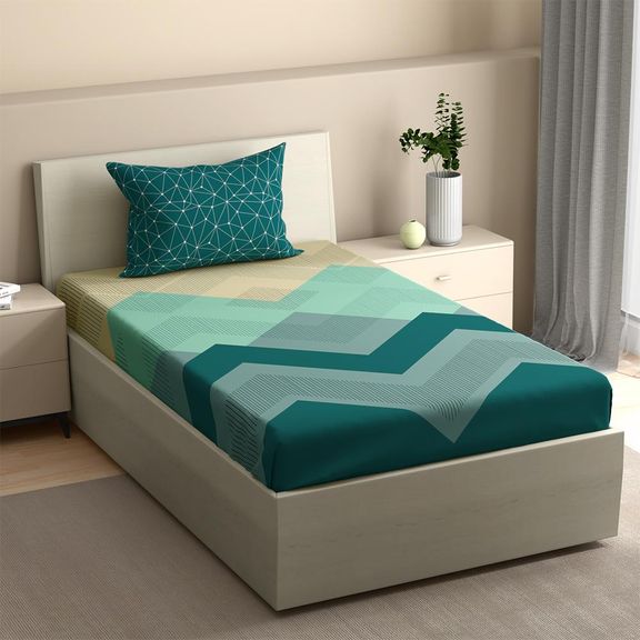  200 TC Flat 100% Cotton Printed Bedsheet, Michele Single Size (90x60 inches) / (2.29m*1.52m) with 1 Pillow Cover