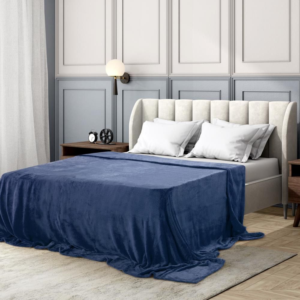 Wakefit Premium Flannel Solid Summer Single Bed Blanket | 200 GSM Reversible Lightweight Cozy Soft for Bed, Sofa, Couch, Travel & Camping| 150 x 220 Cm - Blue , Polyester