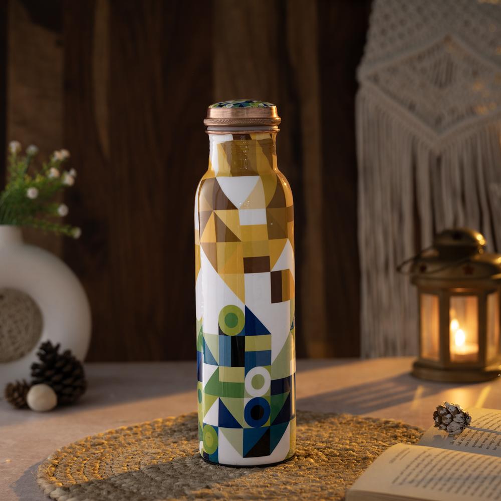 Designer Printed Copper Bottle | 1 Litre | 100% Pure Copper | Leak Proof & BPA Free | Office Bottle | Ayurveda Recommended | Boosts immunity| Supports Digestive & Liver Health | Viggo