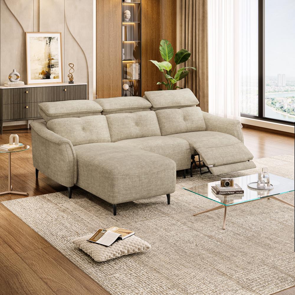 Wakefit Curacao L Shape Sofa Set With Motion (2 Seater + Left Aligned Chaise)
