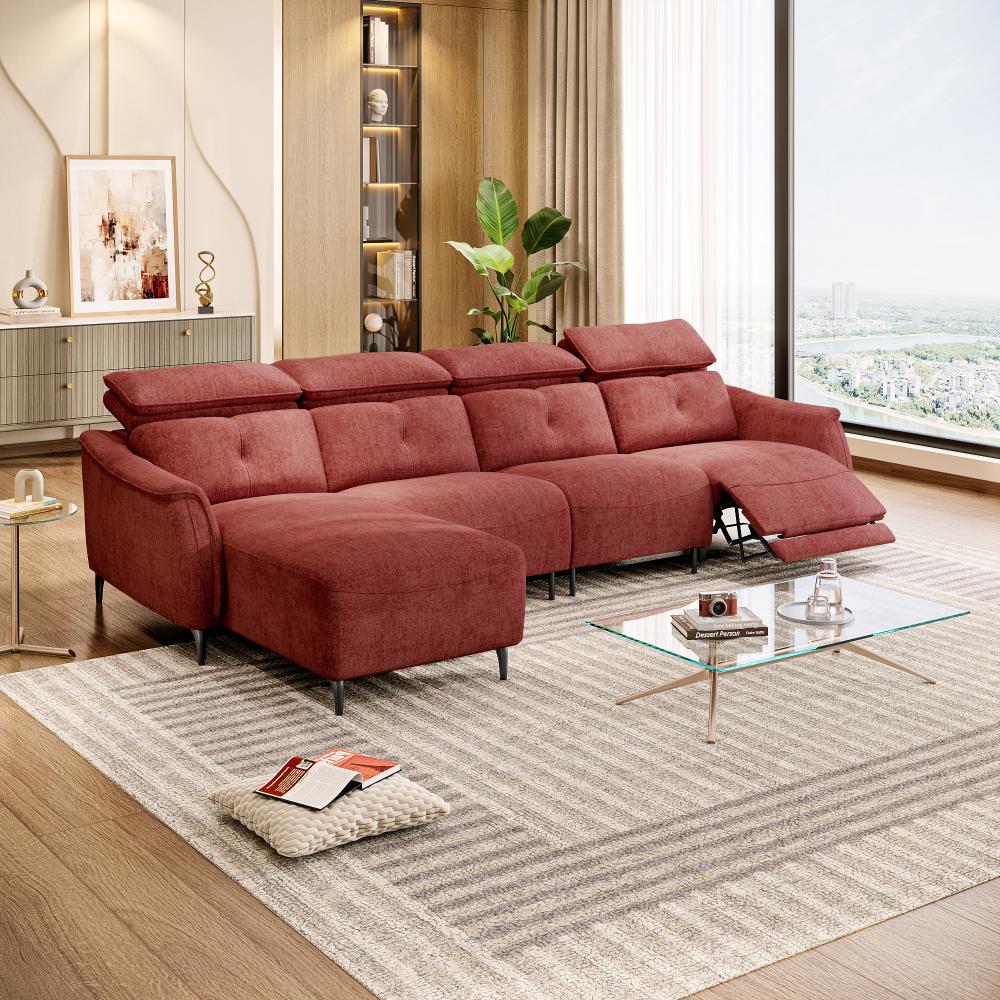 Wakefit Curacao L Shape Sofa Set With Motion (3 Seater + Left Aligned Chaise)