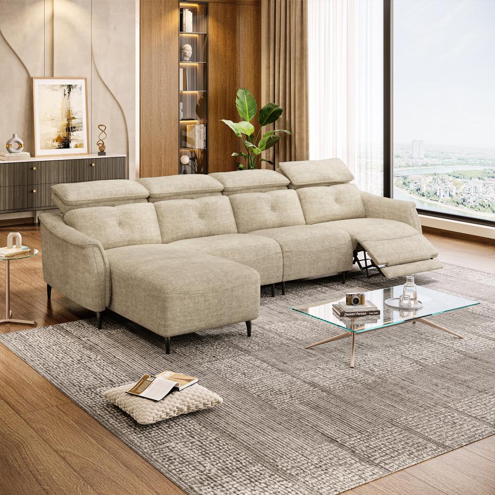 Wakefit Curacao L Shape Sofa Set With Motion (3 Seater + Left Aligned Chaise)