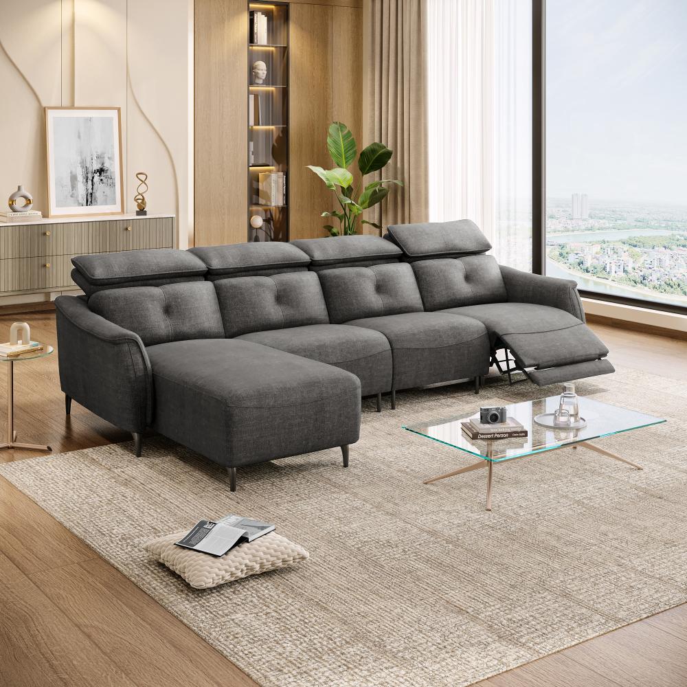 Wakefit Curacao L Shape Sofa Set With Motion (3 Seater + Left Aligned Chaise)