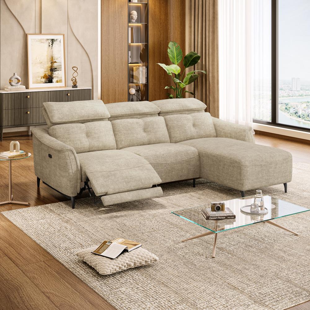 Wakefit Curacao L Shape Sofa Set With Motion (2 Seater + Right Aligned Chaise)