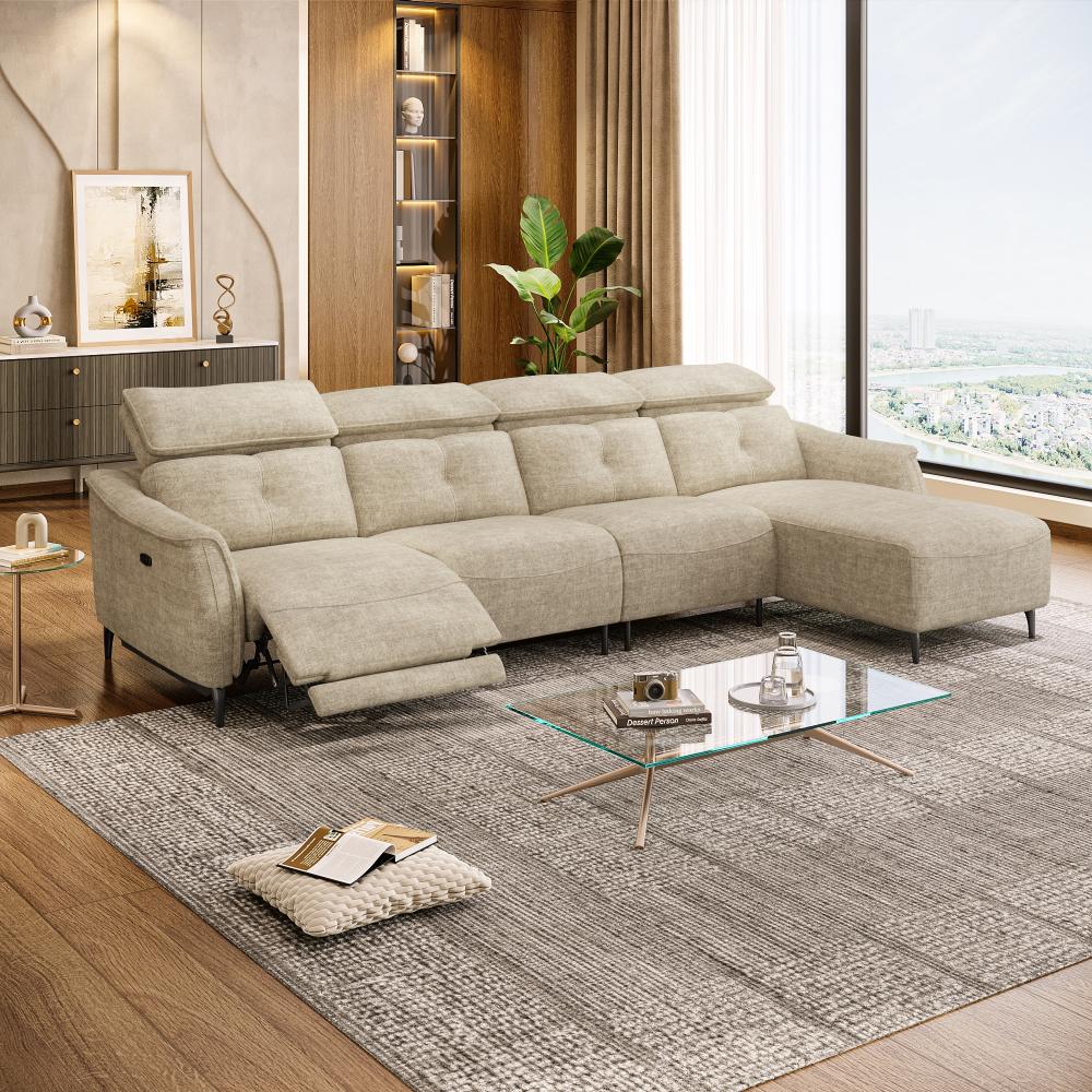 Wakefit Curacao L Shape Sofa Set With Motion (3 Seater + Right Aligned Chaise)