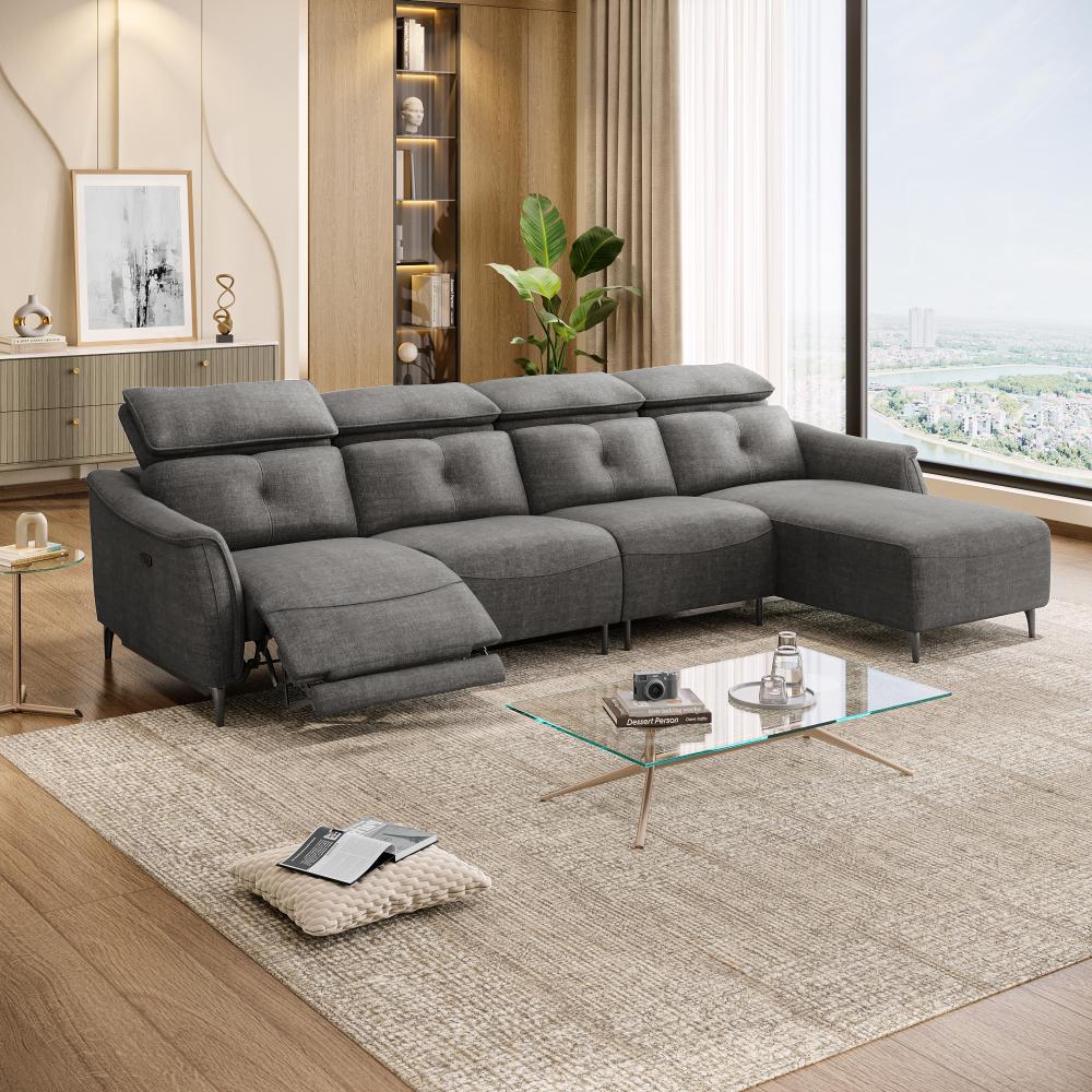 Wakefit Curacao L Shape Sofa Set With Motion (3 Seater + Right Aligned Chaise)