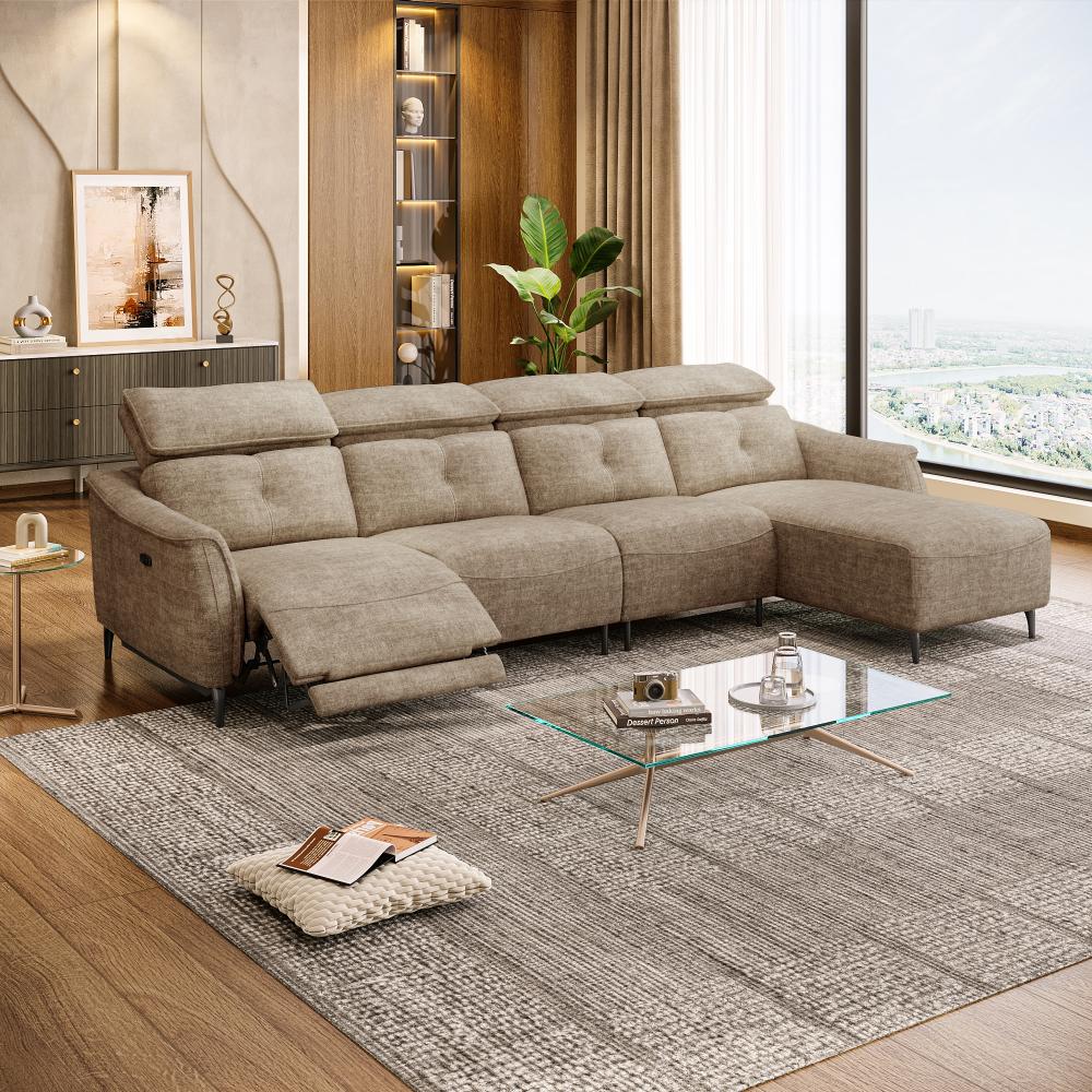 Wakefit Curacao L Shape Sofa Set With Motion (3 Seater + Right Aligned Chaise)