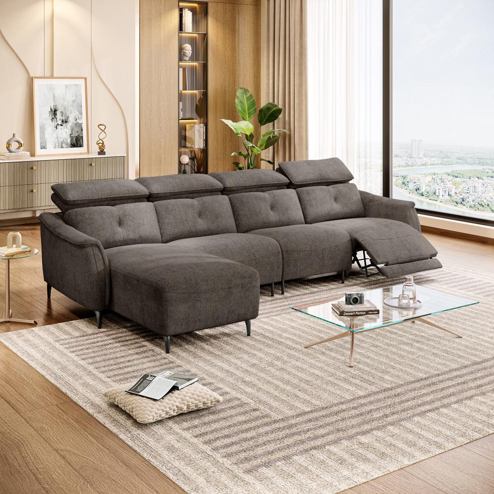 Wakefit Curacao L Shape Sofa Set With Motion (3 Seater + Left Aligned Chaise)