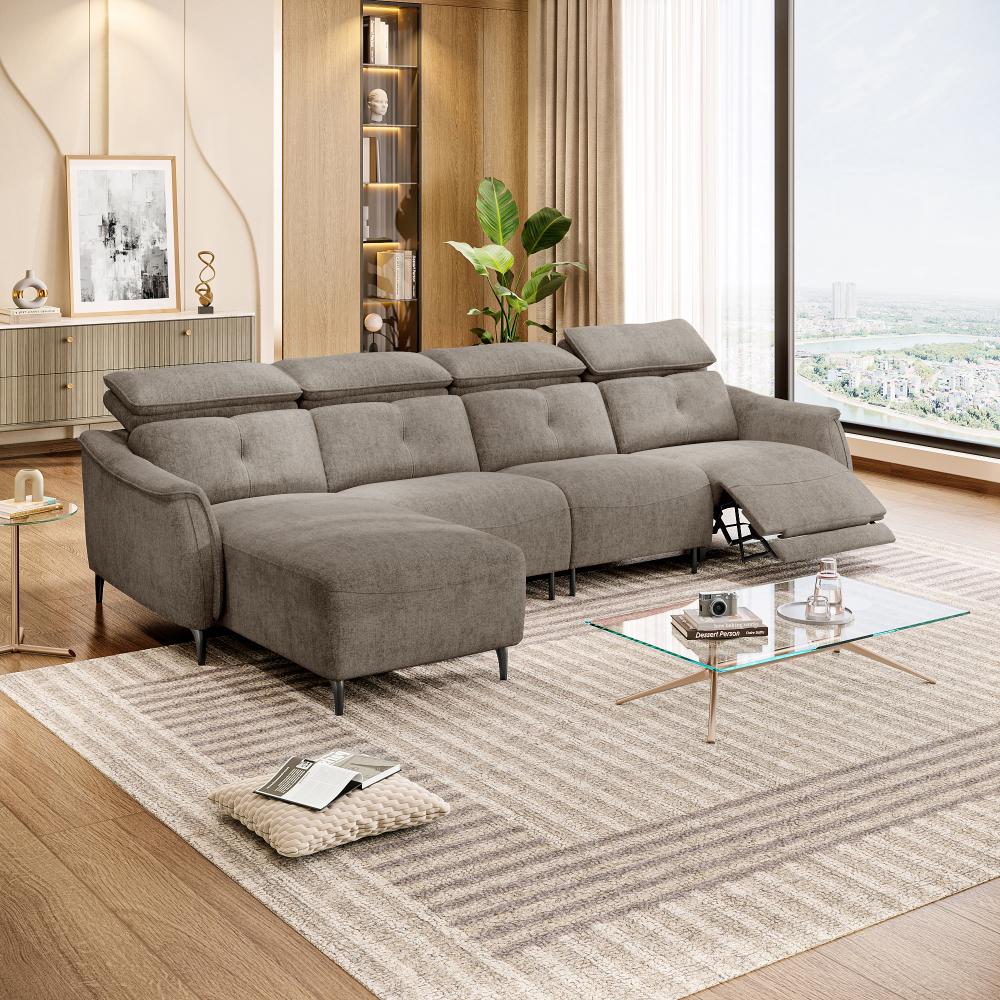 Wakefit Curacao L Shape Sofa Set With Motion (3 Seater + Left Aligned Chaise)