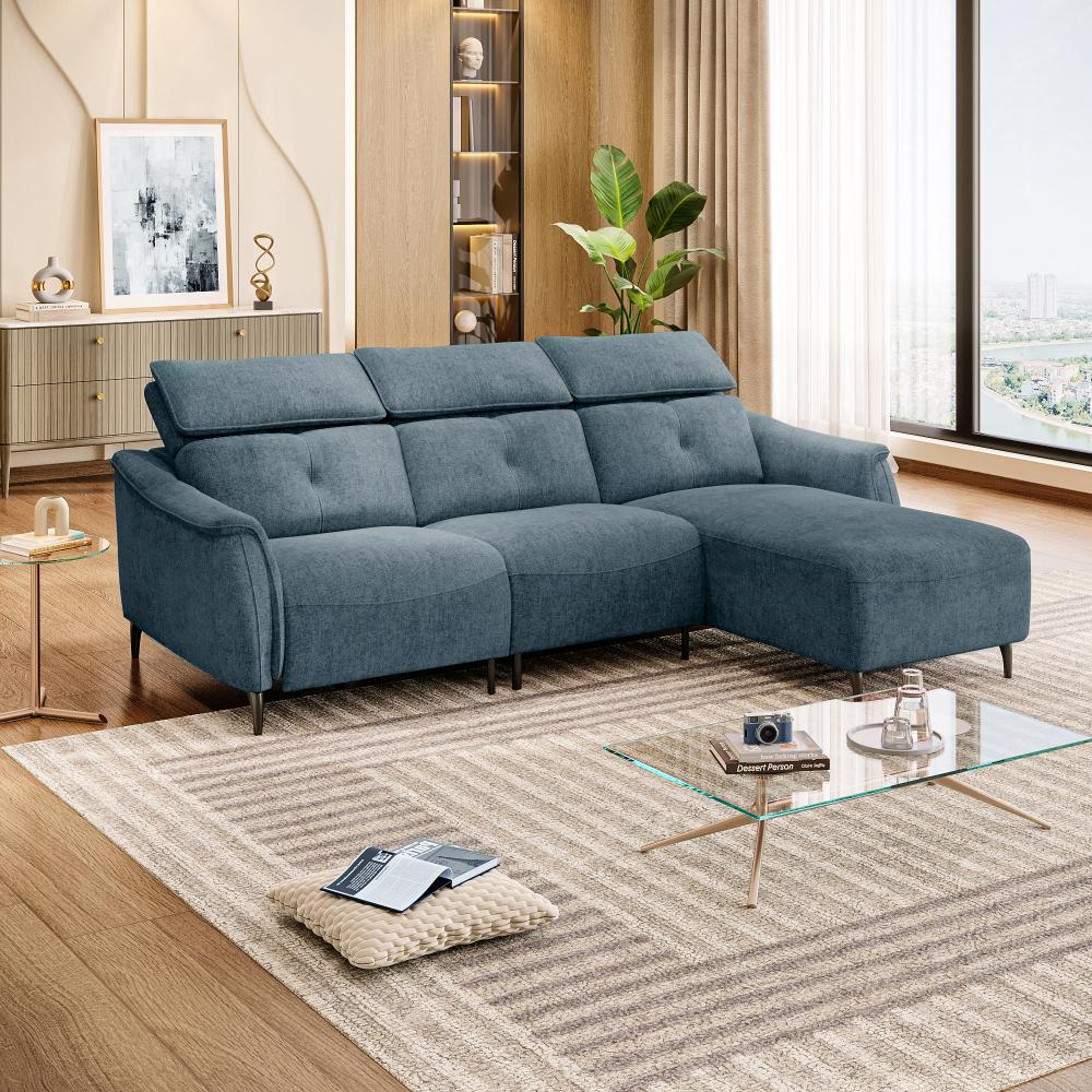 Wakefit Curacao L Shape Sofa Set Without Motion (2 Seater + Right Aligned Chaise)
