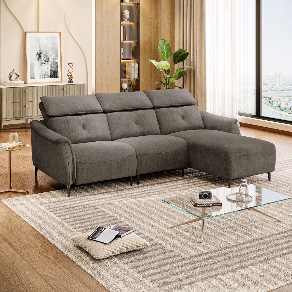 Wakefit Curacao L Shape Sofa Set Without Motion (2 Seater + Right Aligned Chaise)