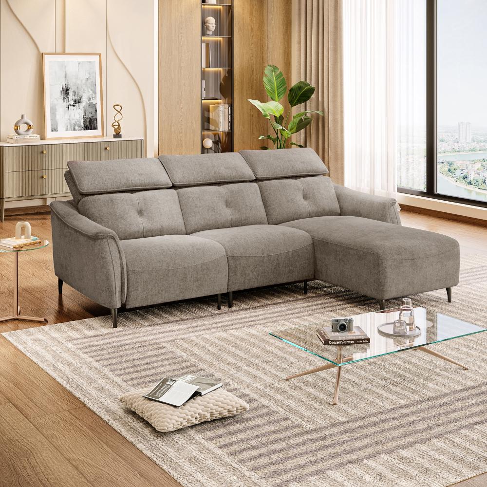 Wakefit Curacao L Shape Sofa Set Without Motion (2 Seater + Right Aligned Chaise)