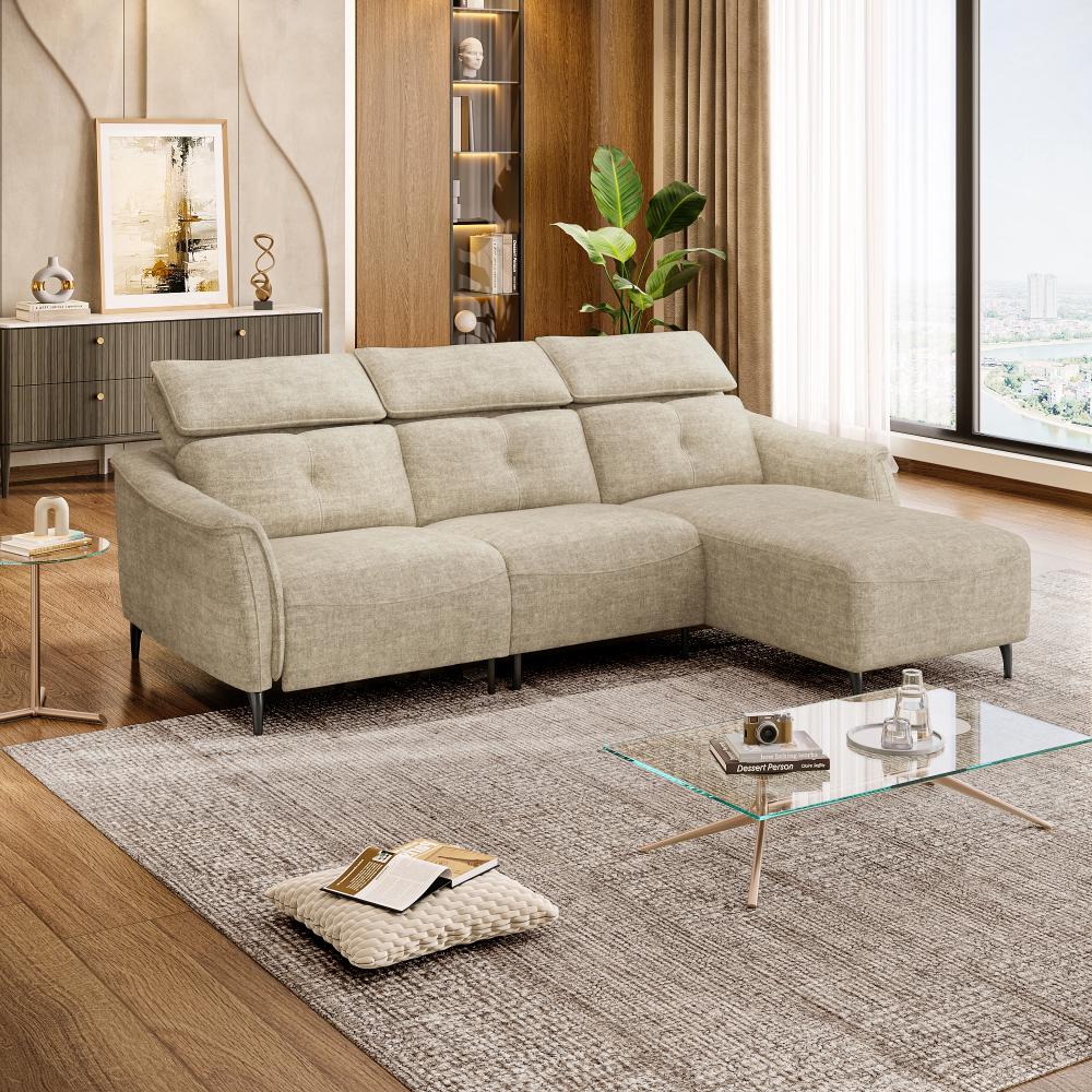Wakefit Curacao L Shape Sofa Set Without Motion (2 Seater + Right Aligned Chaise)