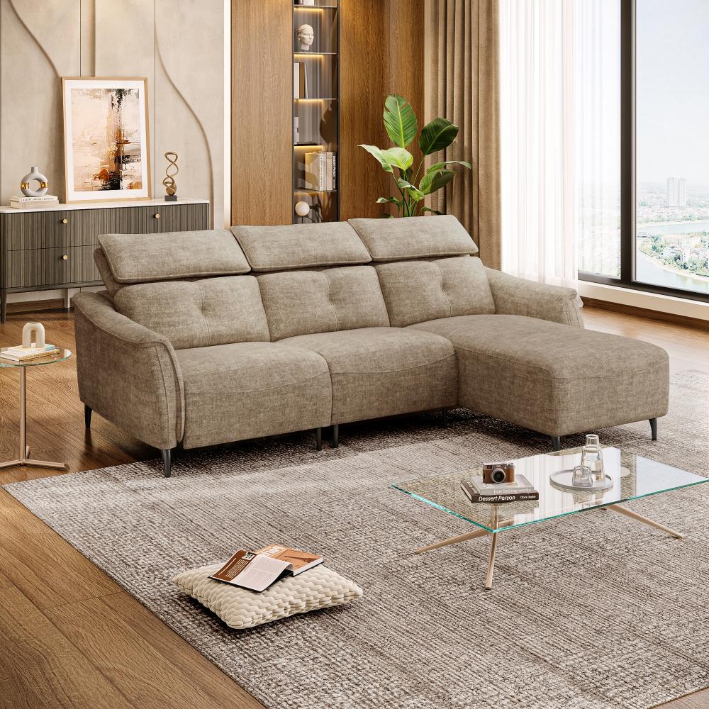 Wakefit Curacao L Shape Sofa Set Without Motion (2 Seater + Right Aligned Chaise)