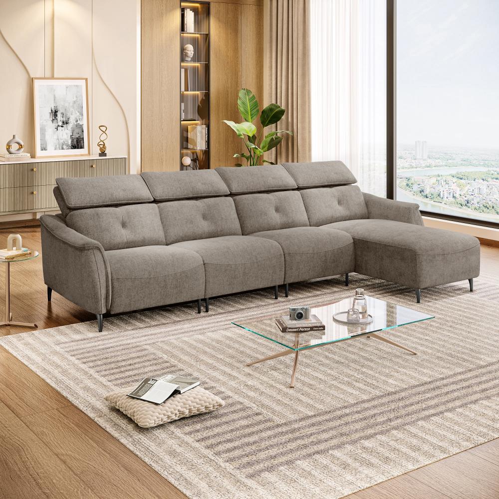 Wakefit Curacao L Shape Sofa Set Without Motion (3 Seater + Right Aligned Chaise)